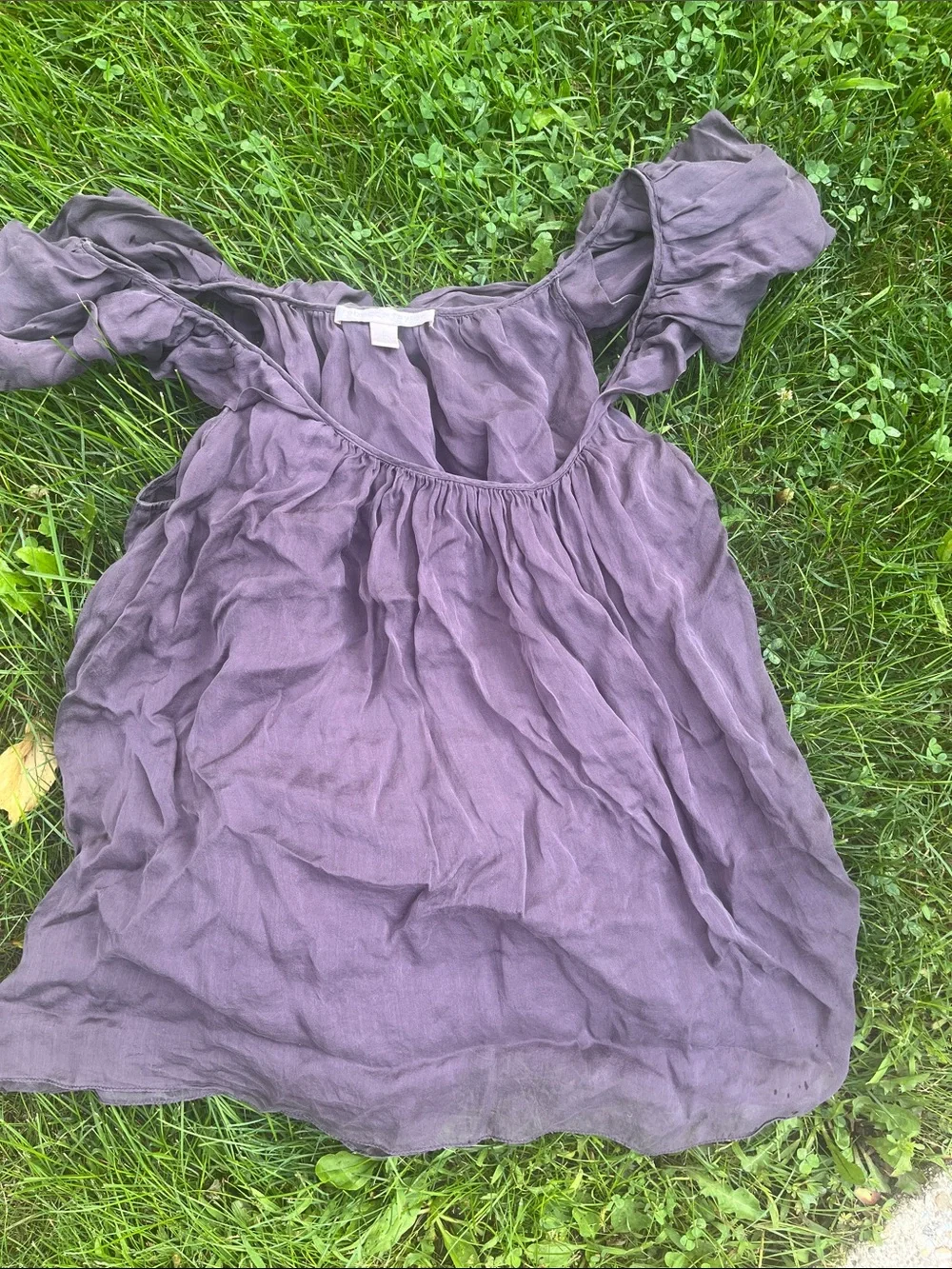 Rebeca Taylor 6 silkWomen's Purple Ruffle Sleeve Tank Top